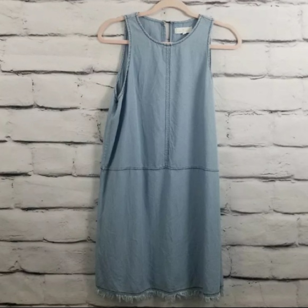 Thread & Supply Dress Chambray Raw Hem Small